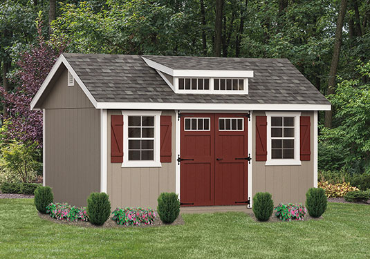 10x16 classic red and brown storage shed