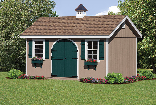 12'x20' Classic with Double Round Top Door and Copper Top Cupola