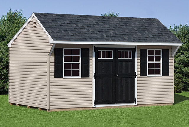 10'x14' Quaker with Black Wood Transom Windows