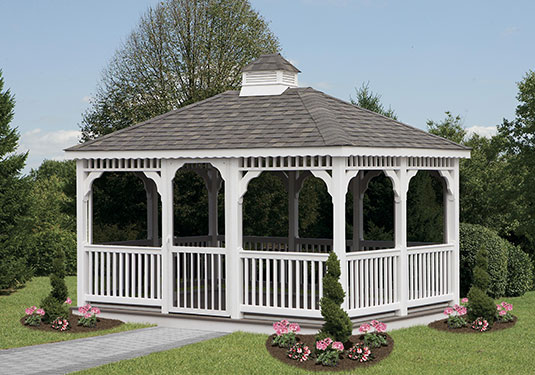 vinyl octagon gazebo with asphalt roof