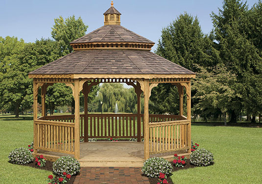 wooden octogan gazebo with cupola